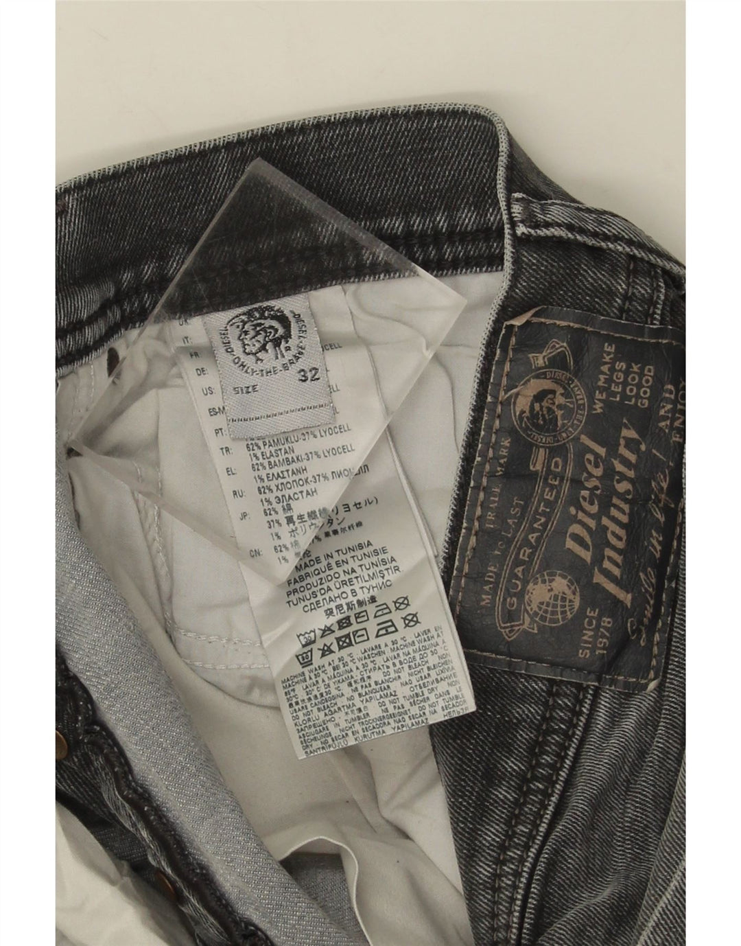 Diesel Vaqueros ajustados para hombre W32 L32 Algodón gris