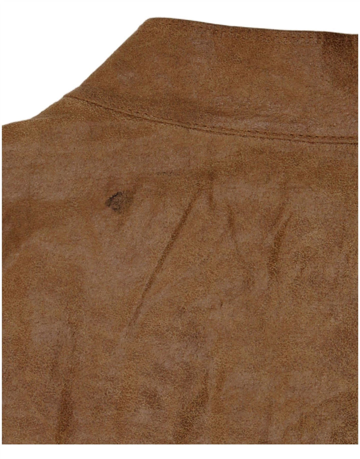 Chaqueta de cuero vintage para hombre IT 54 2XL cuero beige