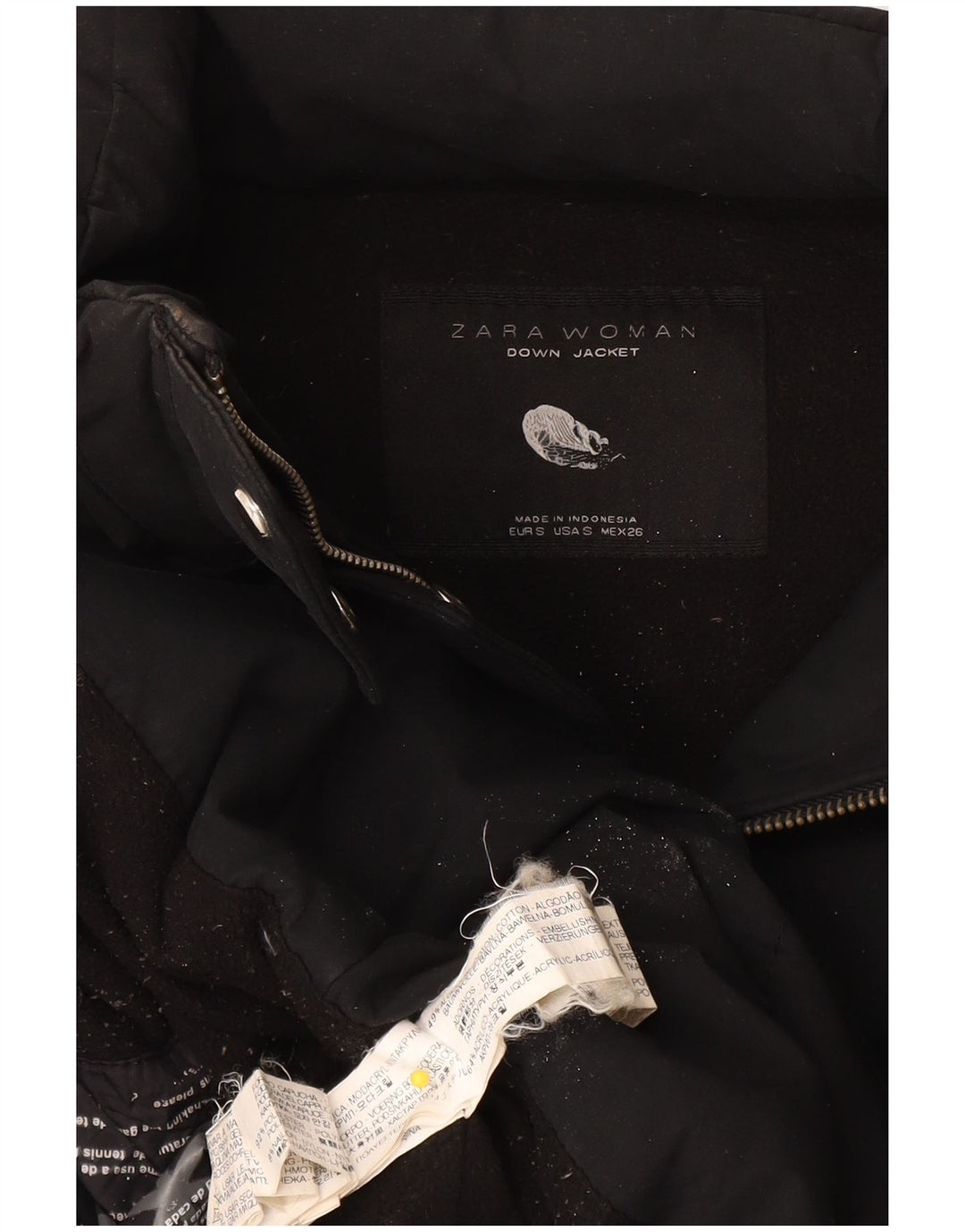 Zara Mujer Chaqueta Acolchada UK 10 Small Algodón Negro