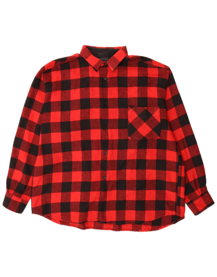 Colombus Camisa de franela para hombre XL Poliéster a cuadros rojo