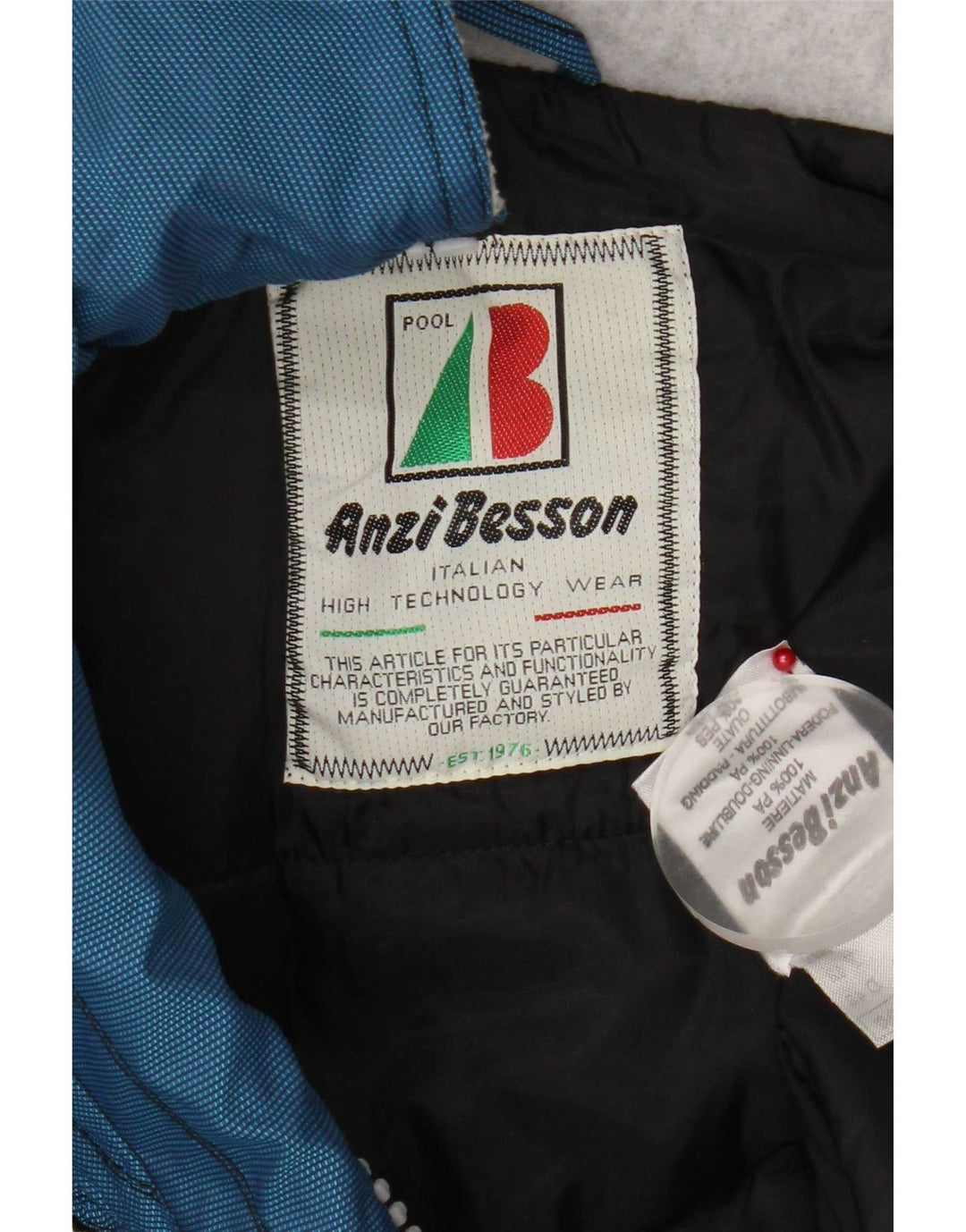 Anzi Besson Chaqueta anorak con capucha para mujer IT 42 Medium Blue Colourblock