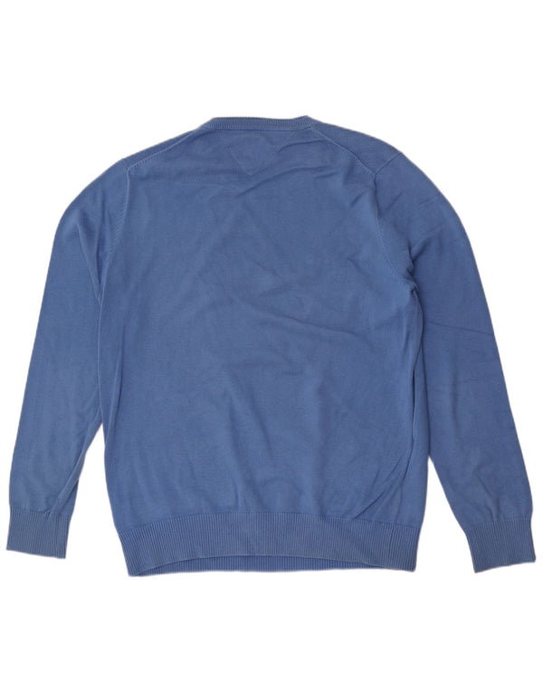 Tommy Hilfiger Jersey de cuello redondo para hombre, talla 2XL, algodón azul
