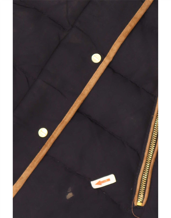 Zara Mujer Chaqueta Acolchada Con Capucha UK 10 Small Poliéster Azul Marino