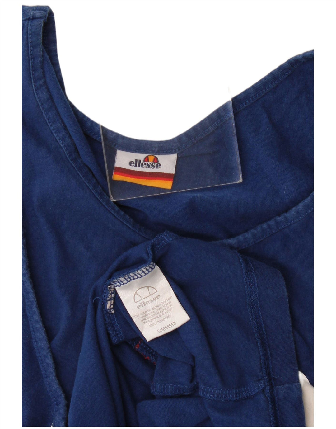 Ellesse Top sin mangas gráfico para mujer UK 44 Algodón azul medio con bloques de color