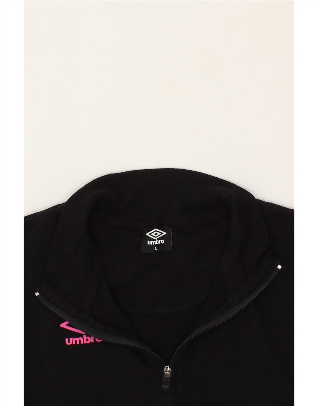 UMBRO Womens Graphic Tracksuit Top Jacket UK 14 Large Black Cotton Vintage Umbro and Second-Hand Umbro from Messina Hembry 