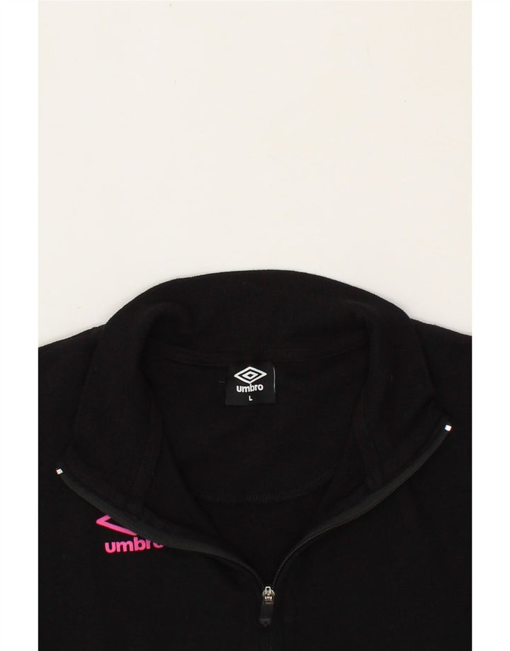 UMBRO Womens Graphic Tracksuit Top Jacket UK 14 Large Black Cotton Vintage Umbro and Second-Hand Umbro from Messina Hembry 