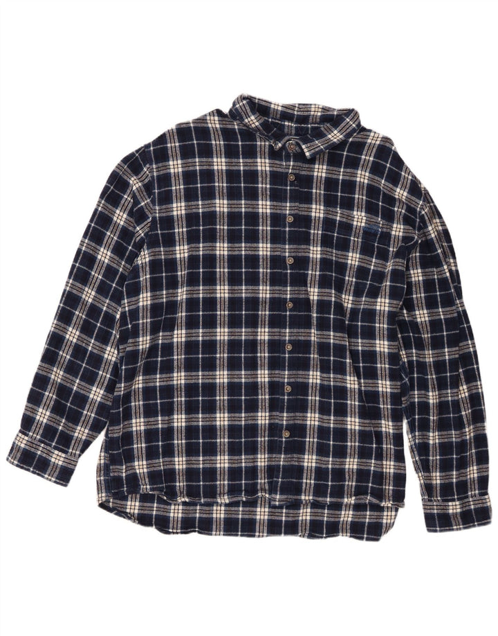 Weird Fish Camisa de franela para hombre 4XL Azul marino Cuadros Algodón