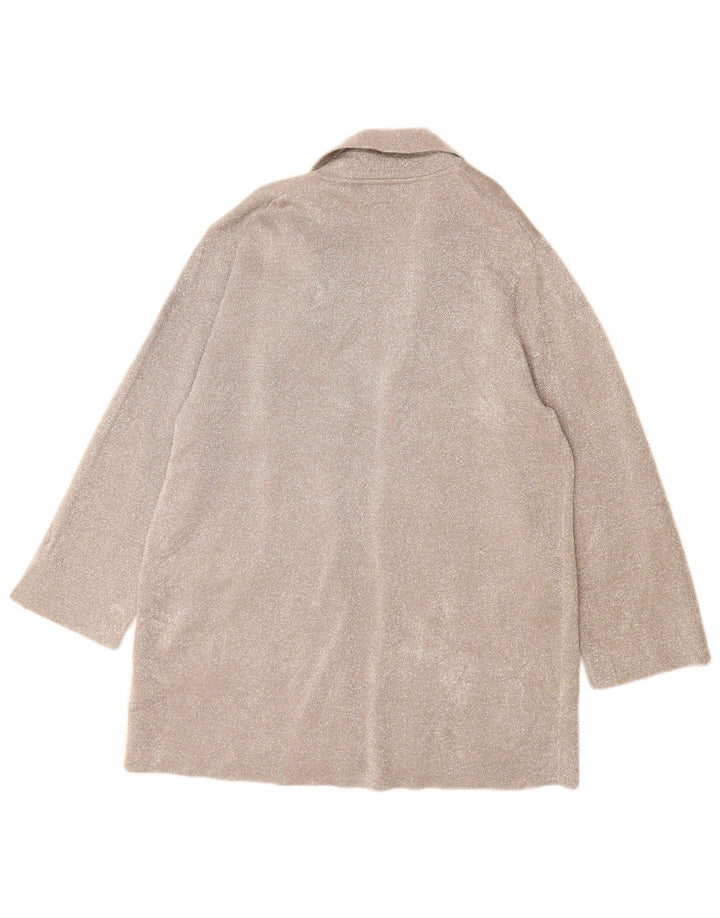 J. Crew Suéter tipo cárdigan abierto 365 para mujer UK 44 Poliéster plateado mediano