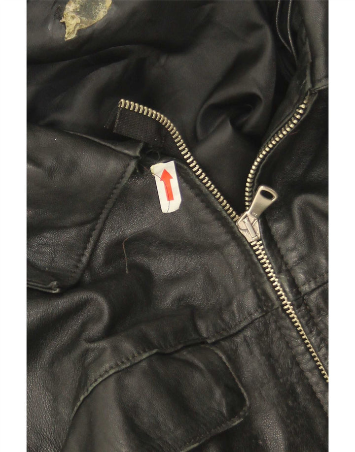 Vintage hombres chaqueta de cuero Reino Unido 38 medio negro