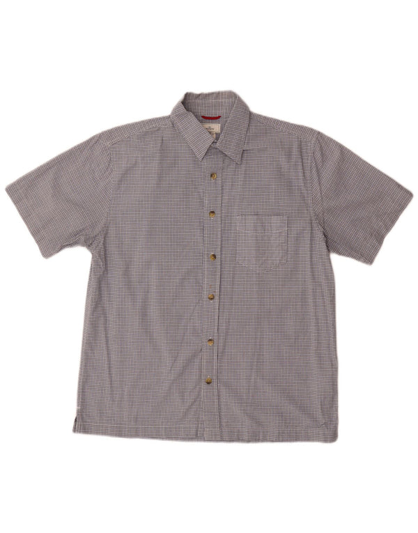 DOCKERS Camisa Manga Corta Hombre Algodón Cuadros Azul Medio