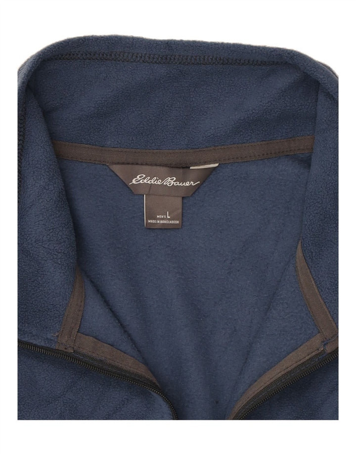 EDDIE BAUER Mens Zip Neck Fleece Jumper Large Blue Polyester Vintage Eddie Bauer and Second-Hand Eddie Bauer from Messina Hembry 