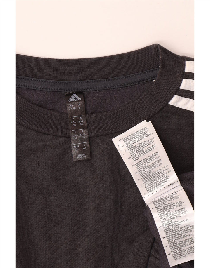 ADIDAS Mujer Crop Oversize Sudadera Jumper UK 8/10 Pequeño Algodón Gris