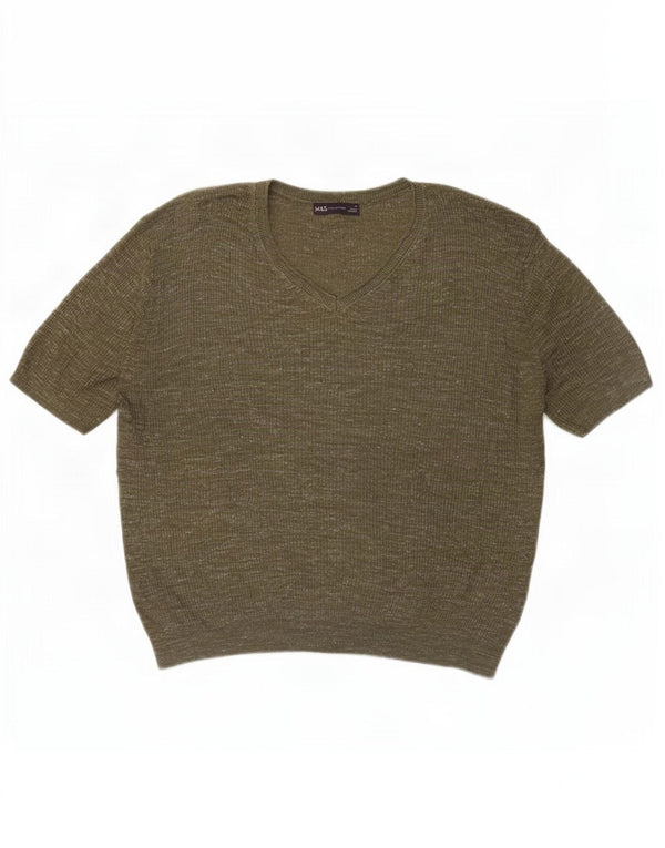 Marks & Spencer Suéter con Cuello en V para Mujer UK 40 Verde Medio