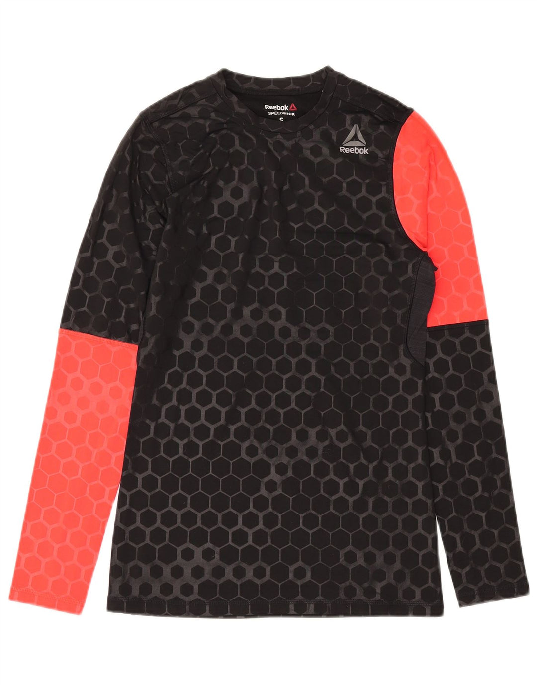 REEBOK Mens Top Long Sleeve Small Black Geometric Polyester
