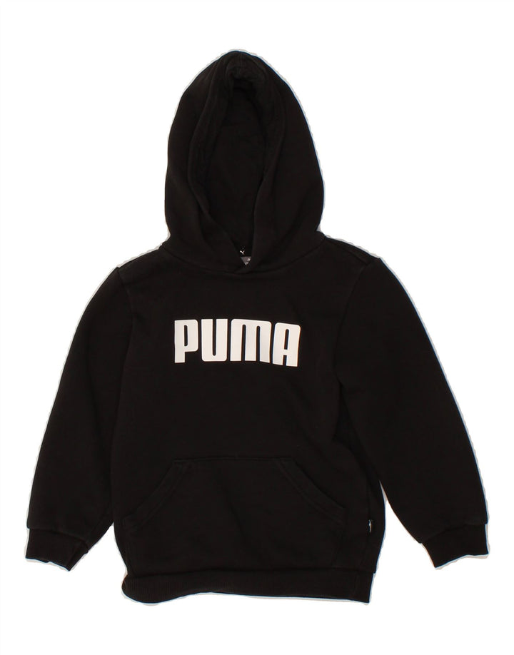 PUMA Boys Graphic Hoodie Jumper 5-6 Years Black Vintage Puma and Second-Hand Puma from Messina Hembry 