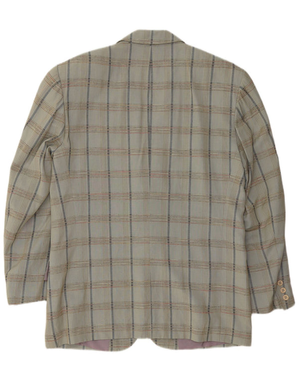 VINTAGE Chaqueta Blazer de 2 Botones para Hombre IT 52 XL Viscosa a Cuadros Gris