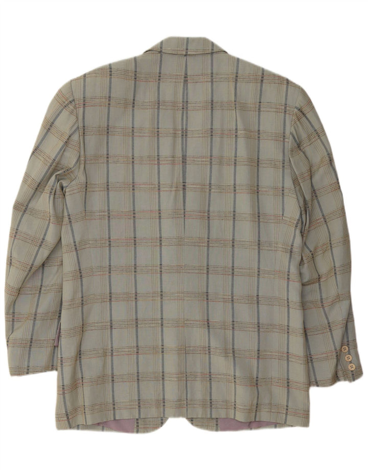 VINTAGE Chaqueta Blazer de 2 Botones para Hombre IT 52 XL Viscosa a Cuadros Gris