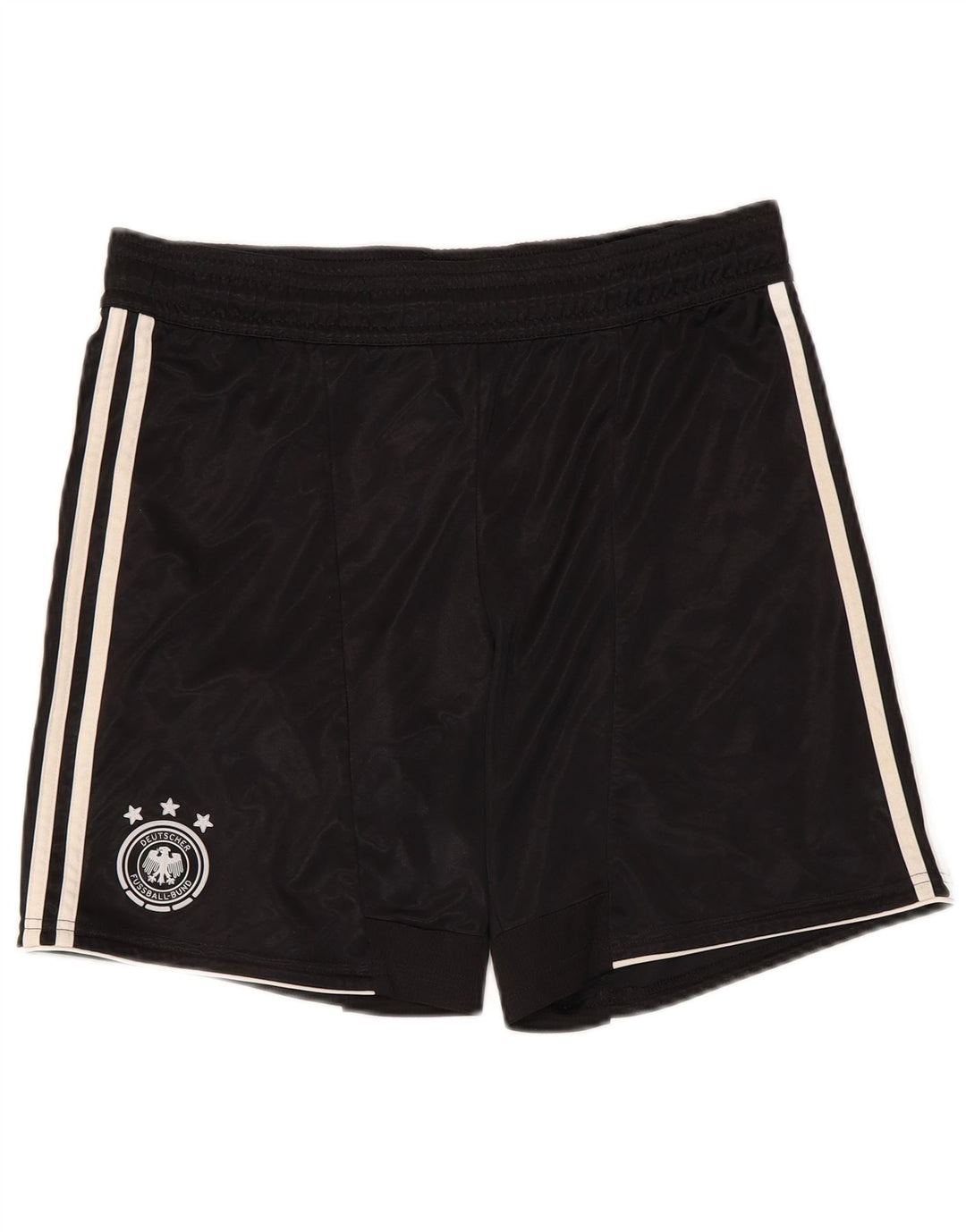 ADIDAS Mens Deutscher Fussball Bund pantalones cortos deportivos pequeño poliéster negro