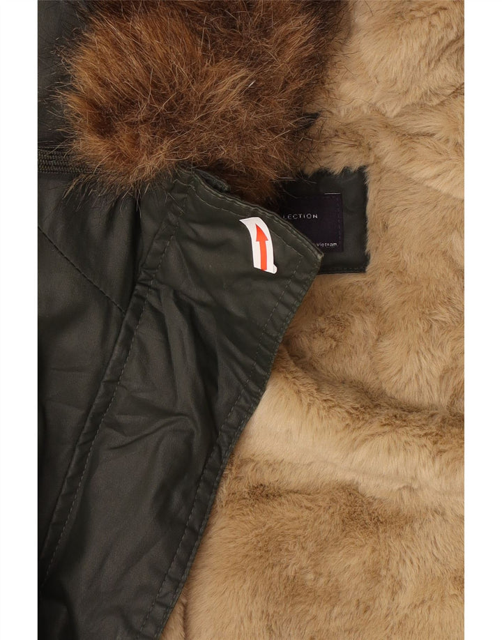 Marks & Spencer Chaqueta encerada con capucha de gran tamaño para mujer UK 8 Small Caqui