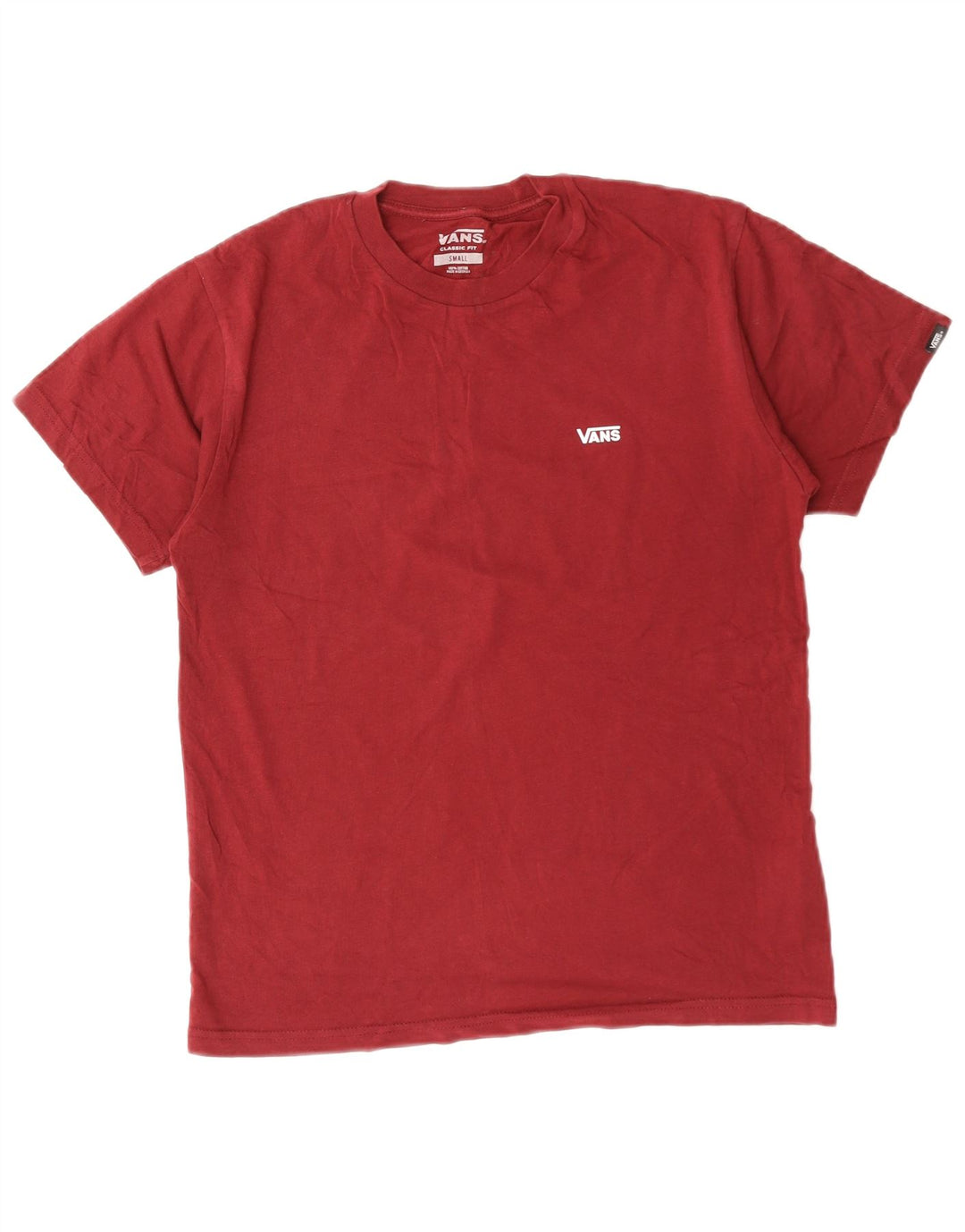 VANS Hombre Classic Fit Camiseta Top Small Granate Algodón