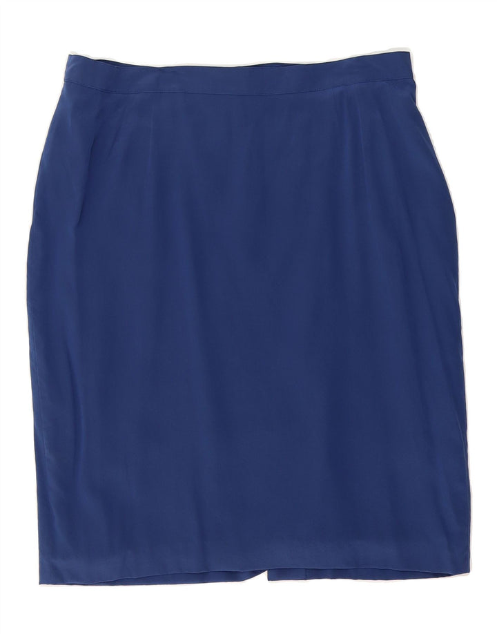 MARINA RINALDI Womens Pencil Skirt Size 23 Medium W34 Blue Silk Vintage Marina Rinaldi and Second-Hand Marina Rinaldi from Messina Hembry 