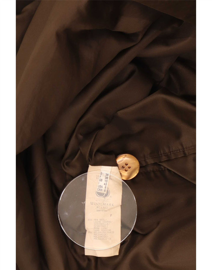 Abrigo vintage de gran tamaño para mujer UK 10 Small Brown Wool