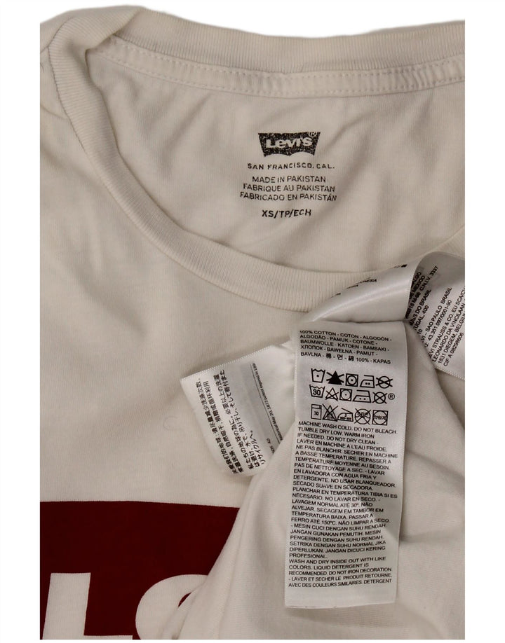 LEVI'S Camiseta gráfica para mujer Top UK 6 XS Algodón blanco