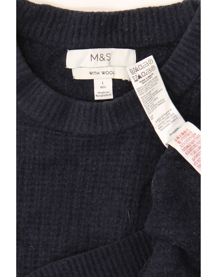 Marks & Spencer - Jersey de cuello redondo para hombre, talla grande, acrílico azul marino