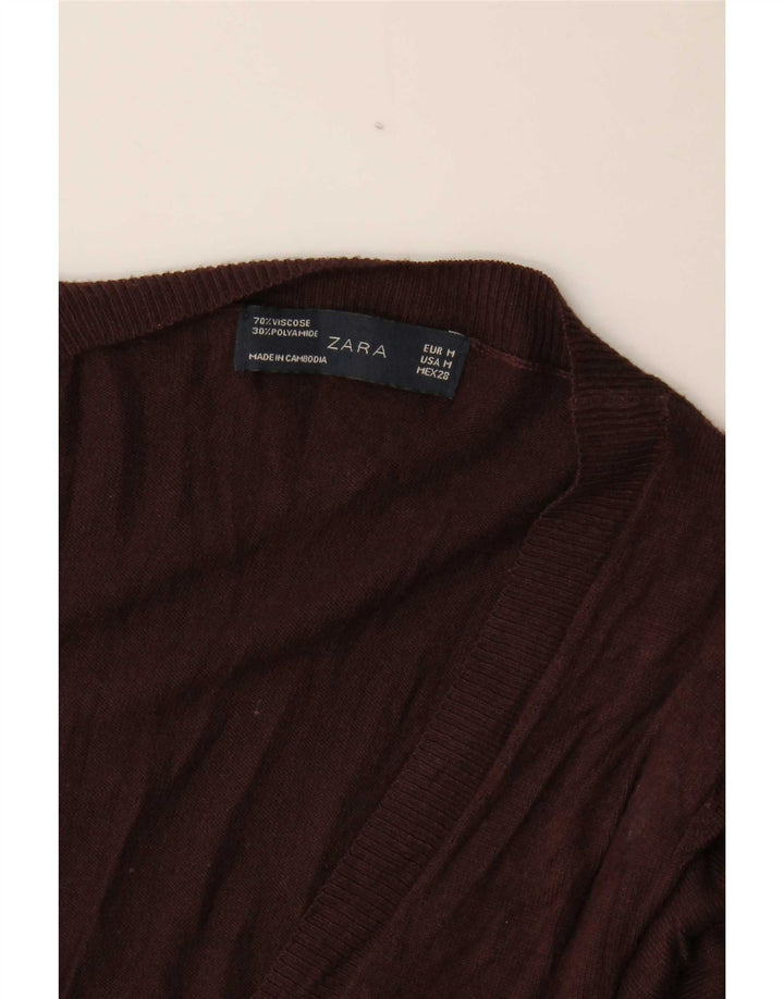 Zara Mujer Cárdigan Suéter UK 42 Viscosa Marrón Medio
