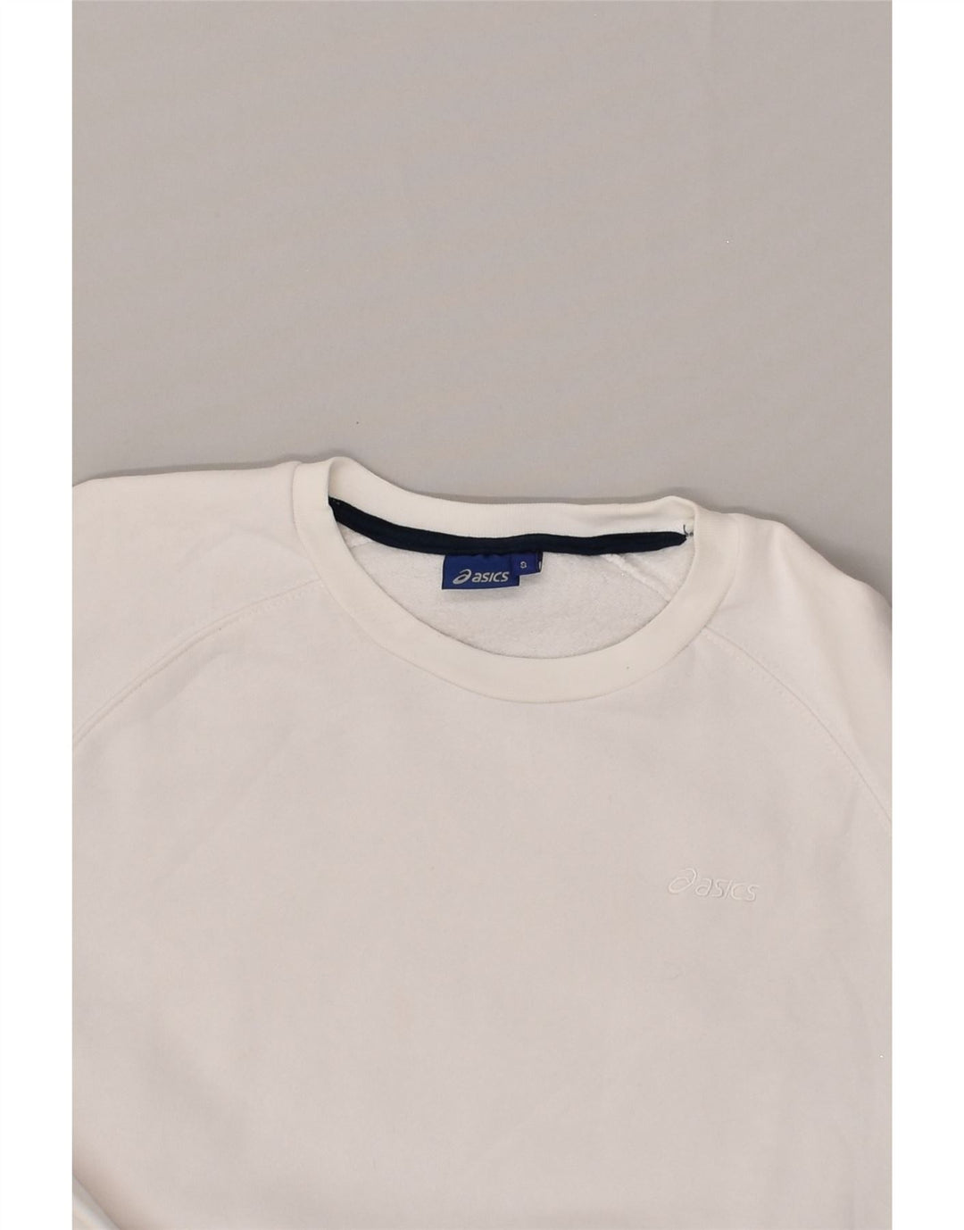 ASICS Mens Sweatshirt Jumper Small White Cotton | Vintage Asics | Thrift | Second-Hand Asics | Used Clothing | Messina Hembry 