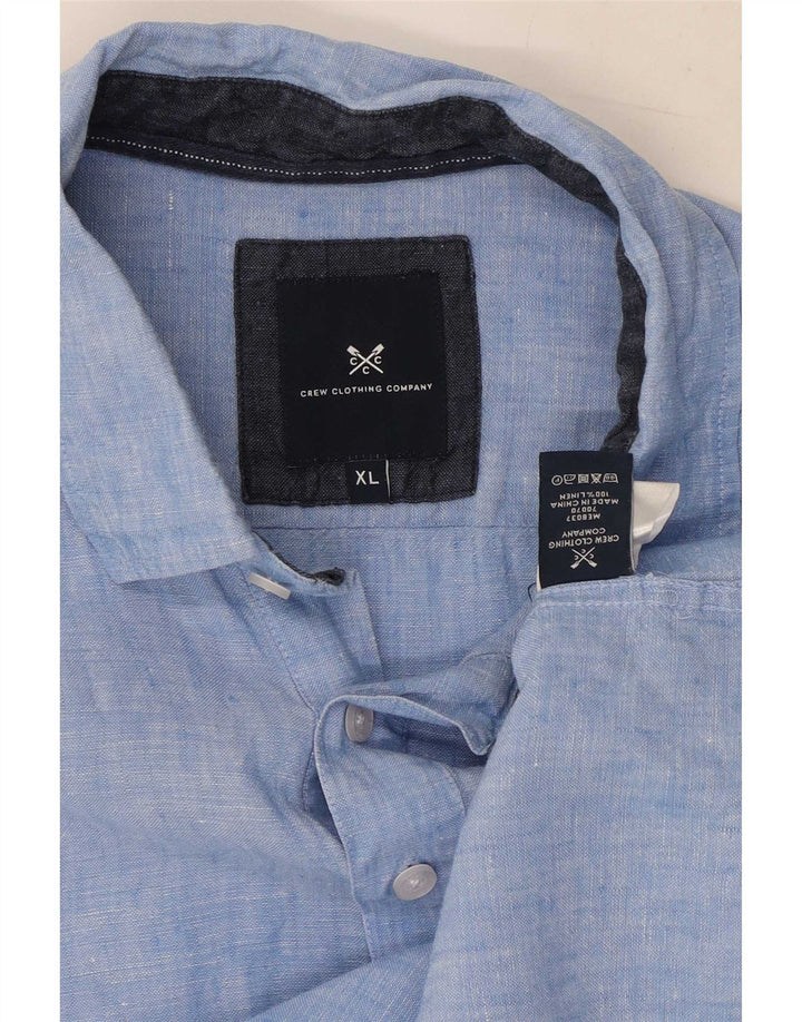 Crew Clothing Camisa de manga corta para hombre XL Lino azul