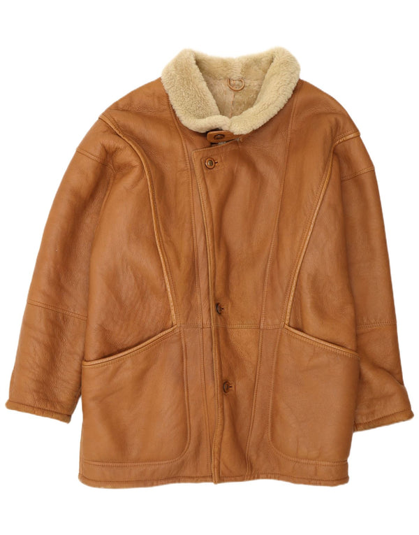 Vinci Chaqueta de piel de oveja para hombre UK 40 Large Cuero marrón