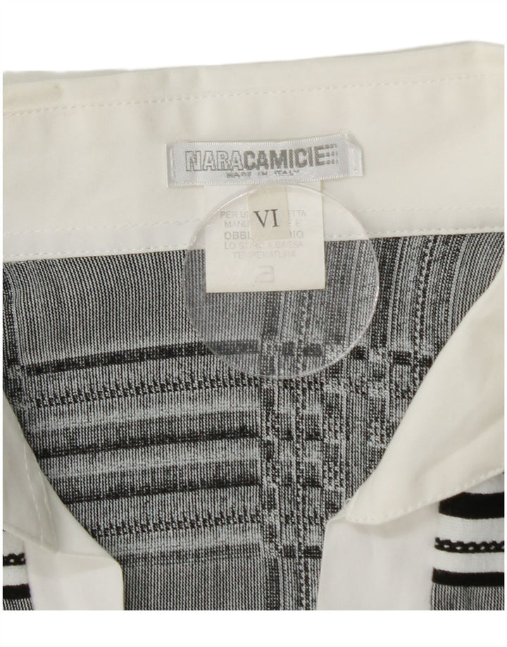 NARACAMICIE Blusa camisera de doble botonadura para mujer UK 44 Cuadros gris medio