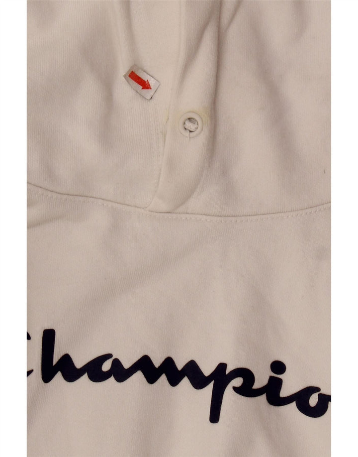 CHAMPION Jersey con capucha de manga corta con gráfico corto para mujer UK 10 Small White