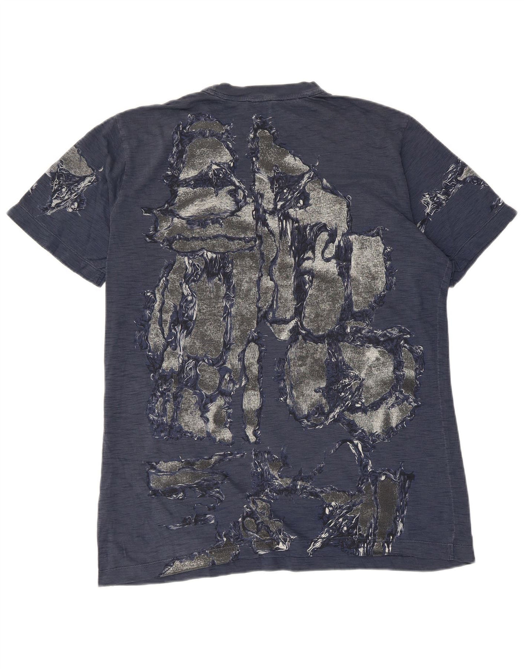 Diesel Hombre Camiseta Gráfica Top Medium Azul Marino