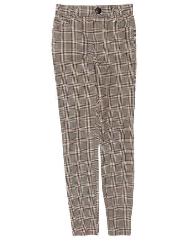 Zara Mujer Pantalón Casual Pitillo XS W24 L28 Viscosa Cuadros Gris
