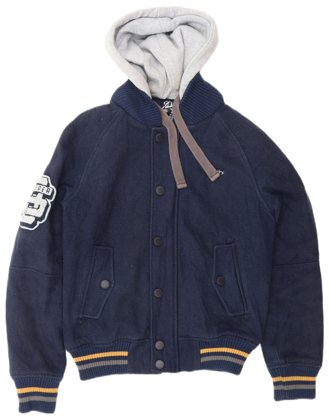 SUPERDRY Chaqueta universitaria gráfica para hombre UK 38 Medium Azul marino Colorblock