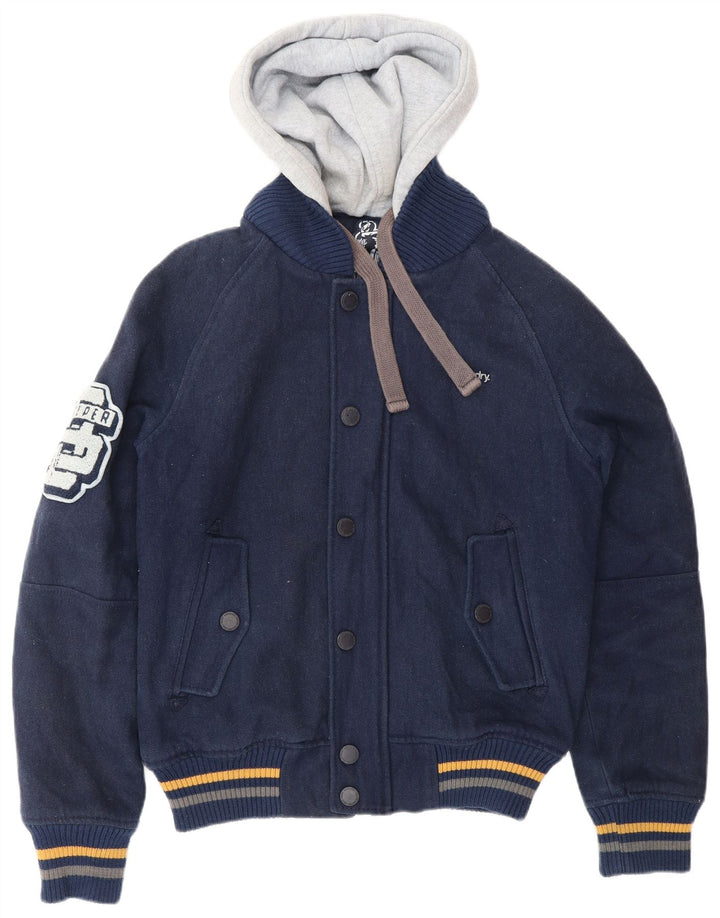 SUPERDRY Chaqueta universitaria gráfica para hombre UK 38 Medium Azul marino Colorblock