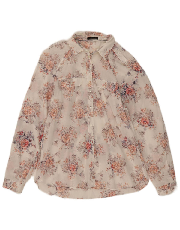 Camisa Militar Mujer Massimo Dutti EU 44 XL Blanco Floral