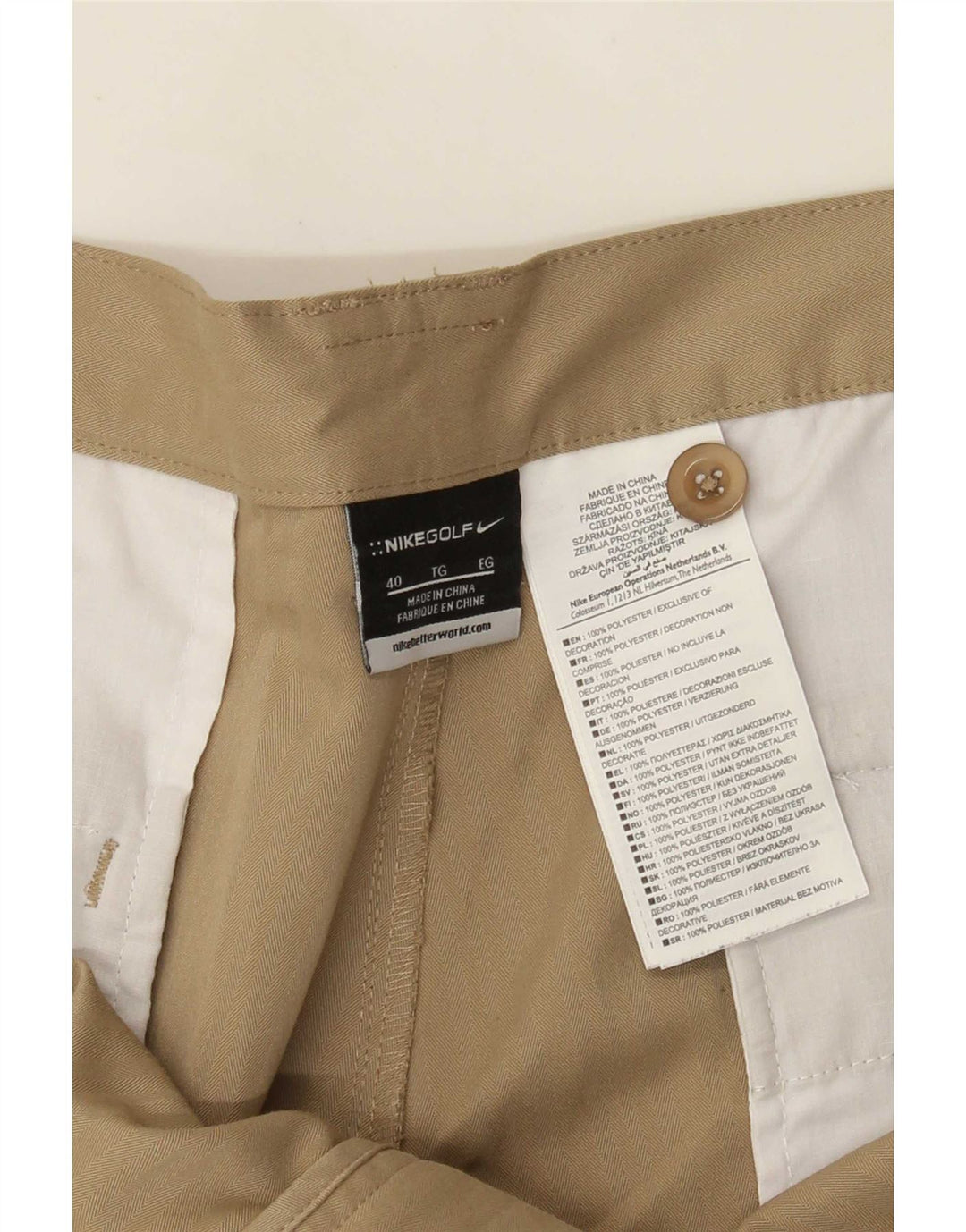 Pantalones cortos chinos Nike para hombre W40 XL Poliéster beige