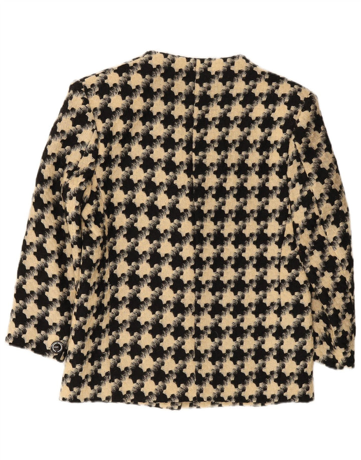 Vintage mujer 1 botón Blazer chaqueta Reino Unido 16 grande negro Houndstooth