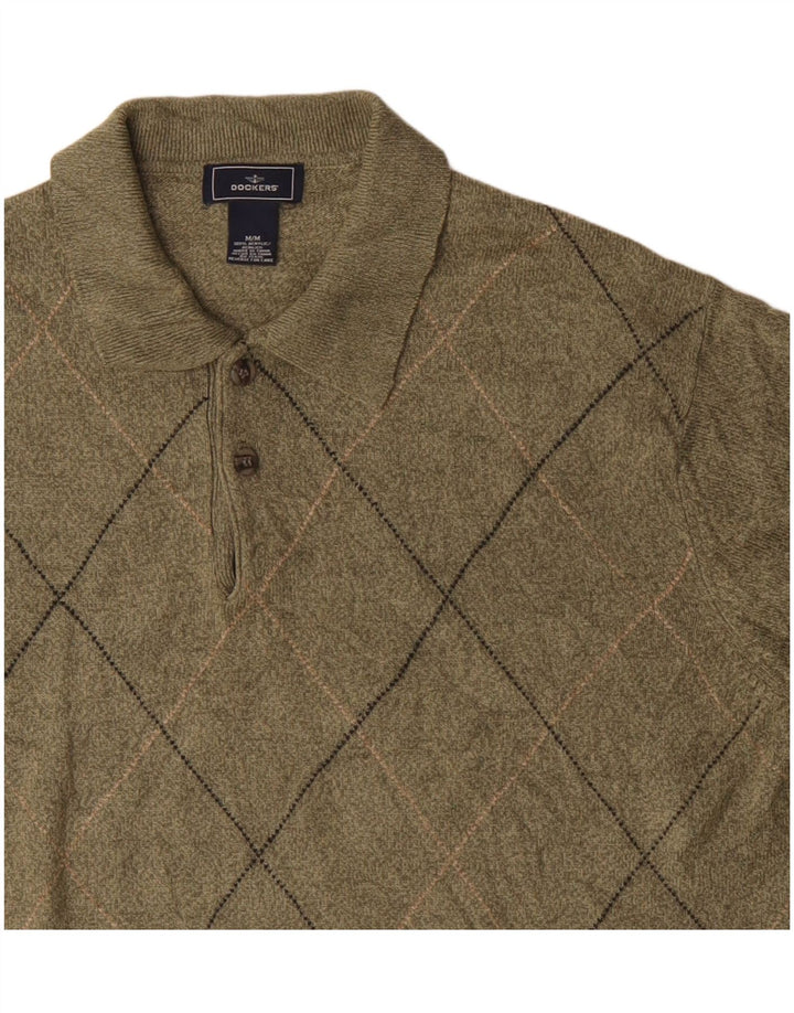 Dockers Suéter tipo jersey con cuello tipo polo para hombre Caqui mediano Argyle/Acrílico diamante