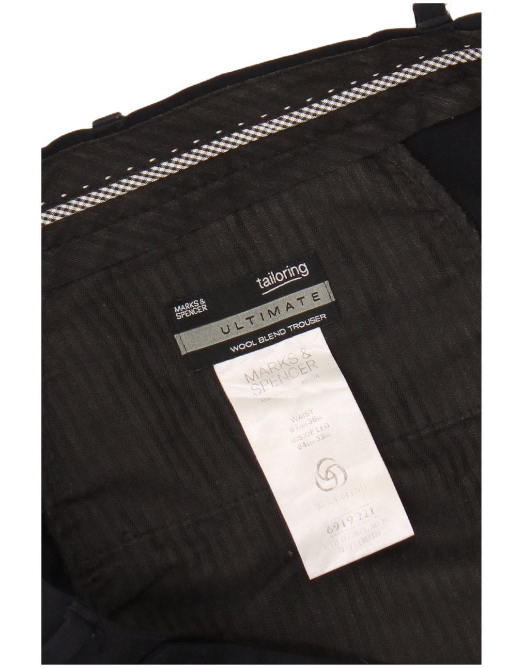Marks & Spencer Pantalón de traje con pinzas para hombre W36 L33 Poliéster azul marino
