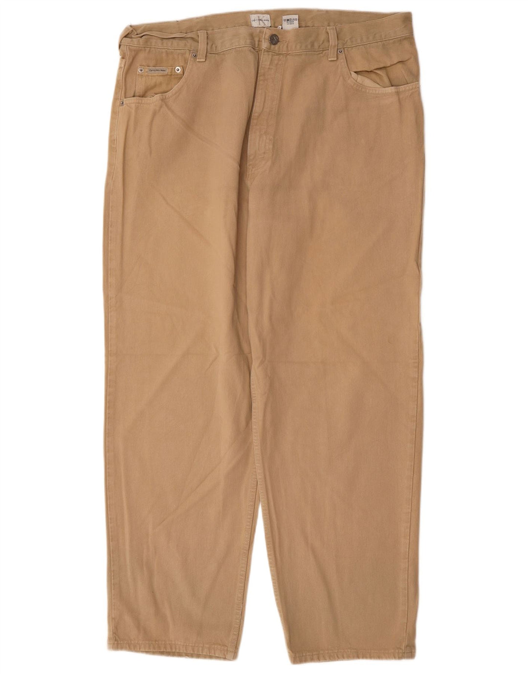 CALVIN KLEIN Pantalón casual recto para hombre W40 L30 Algodón beige