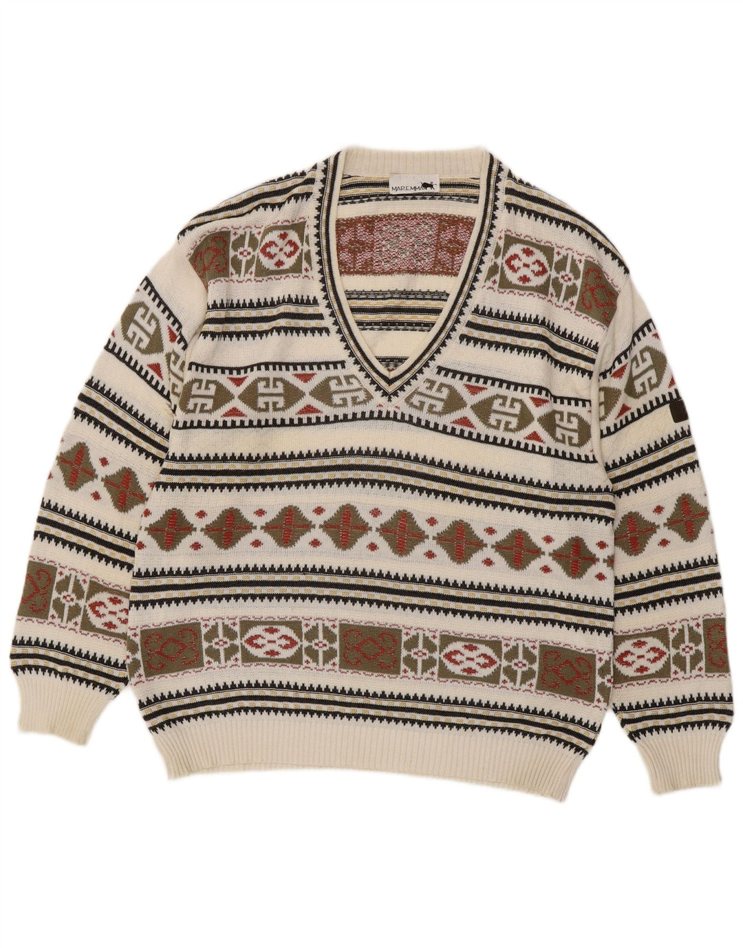Maremma Jersey con cuello en V para hombre IT 52 Large Multicolor Fair Isle