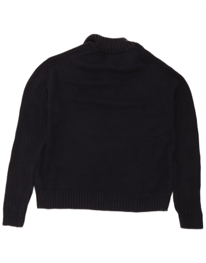 Marks & Spencer Suéter tipo jersey con cuello y botones en azul Harbor para hombre, talla grande, azul marino