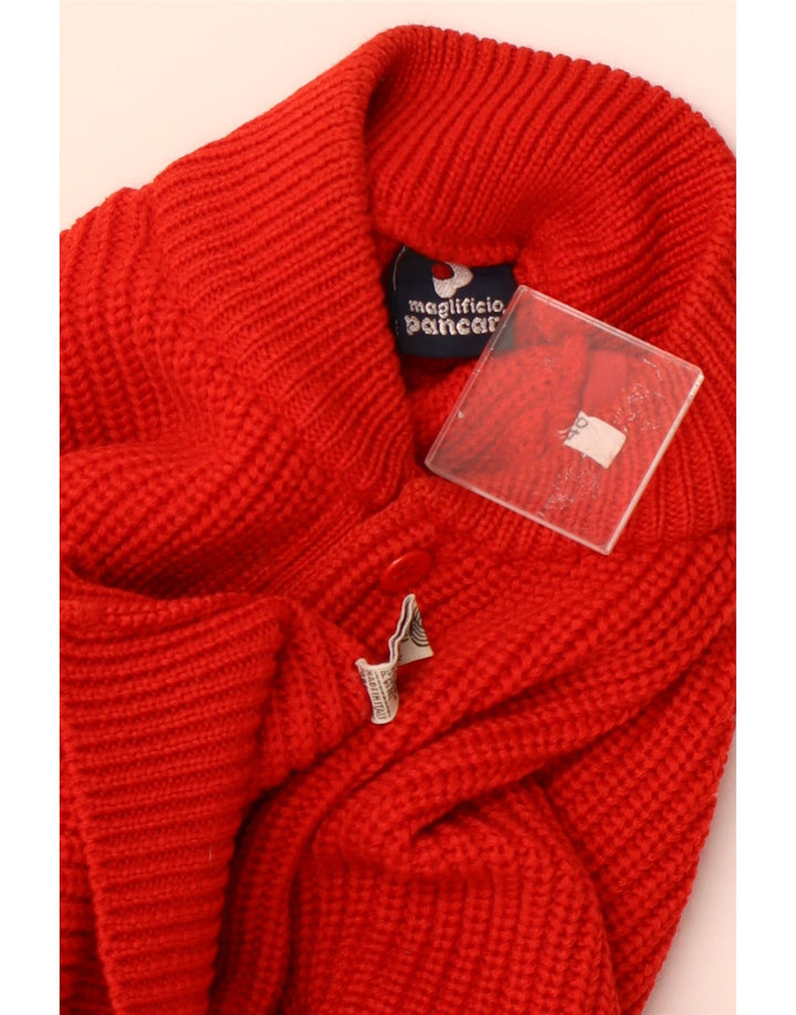 PANCARI Jersey de cuello con botones para hombre IT 48 Lana virgen roja mediana