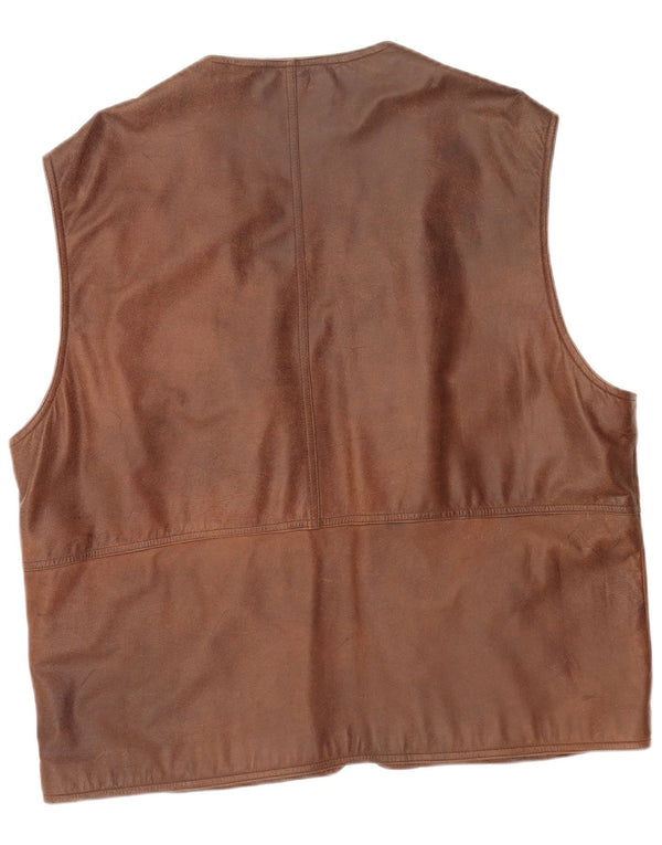 Italo Chaleco de cuero para hombre IT 58 4XL Cuero marrón