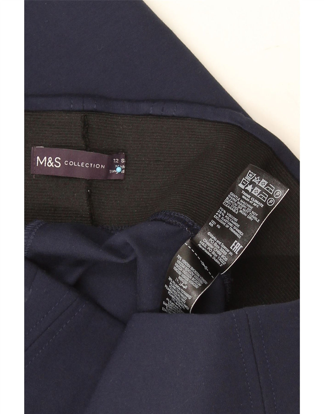 Marks & Spencer Leggings cortos para mujer UK 42 Medium Azul marino Viscosa