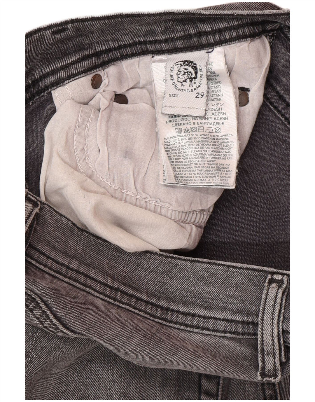 DIESEL Vaqueros pitillo para hombre W29 L30 Algodón gris